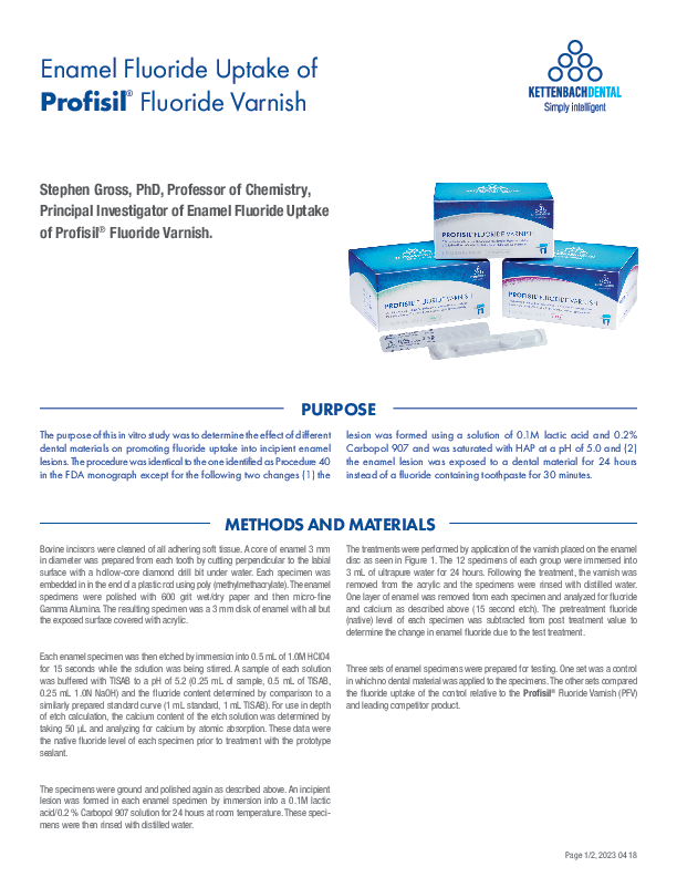 Enamel Fluoride Uptake of Profisil® Fluoride Varnish