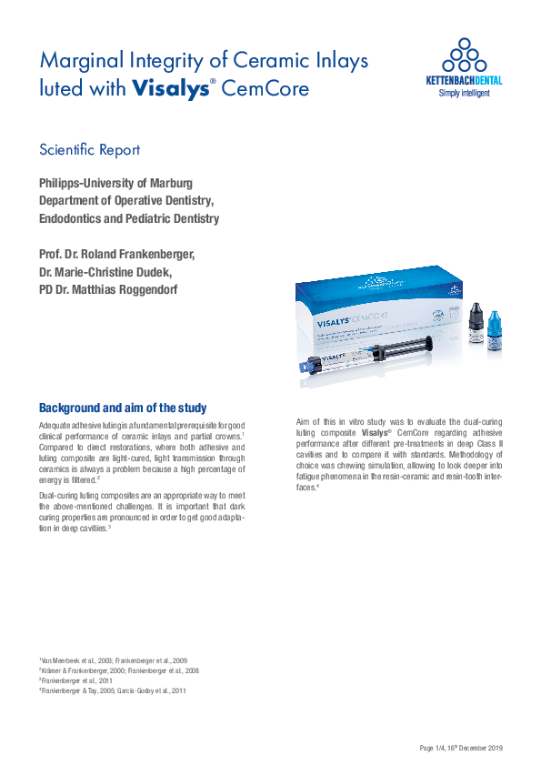 Marginal Integrity of Ceramic Inlays luted with Visalys® CemCore